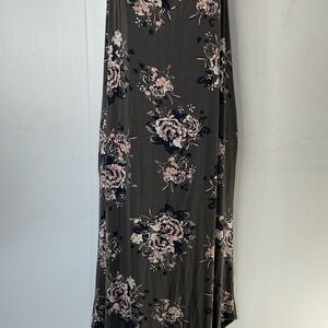 Maurices Olive Maxi Skirt with Blush Floral Print